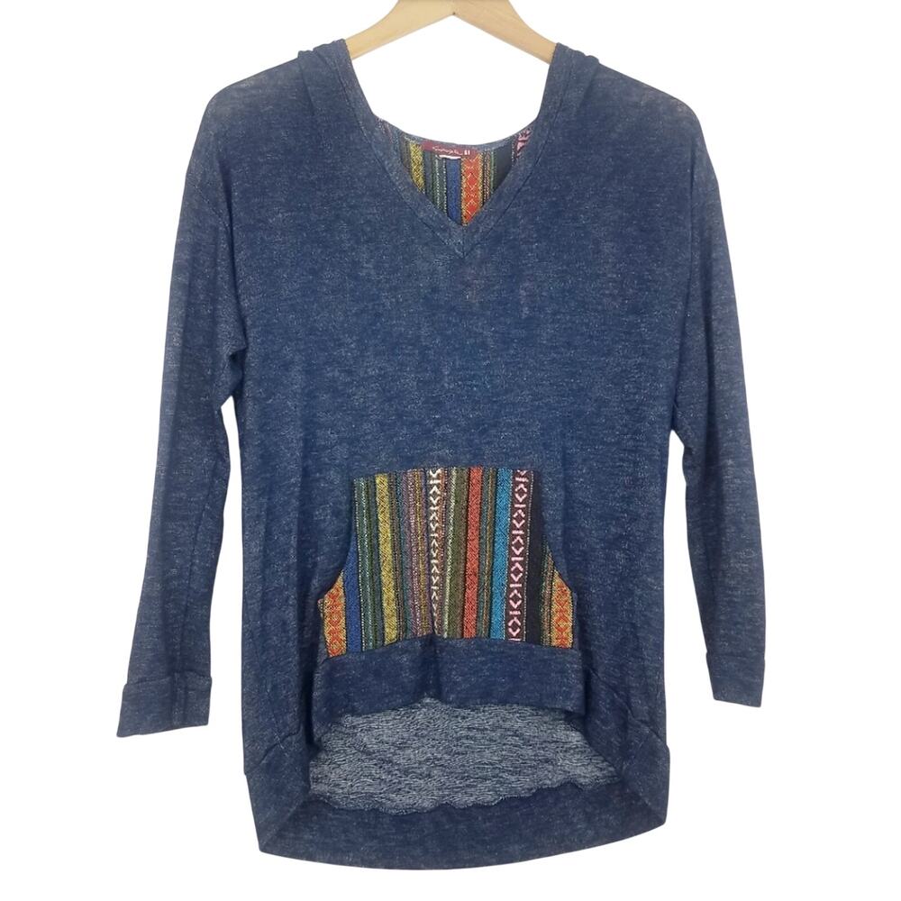 Silver Gate | Blue Burn Out Hoodie with Embroidery